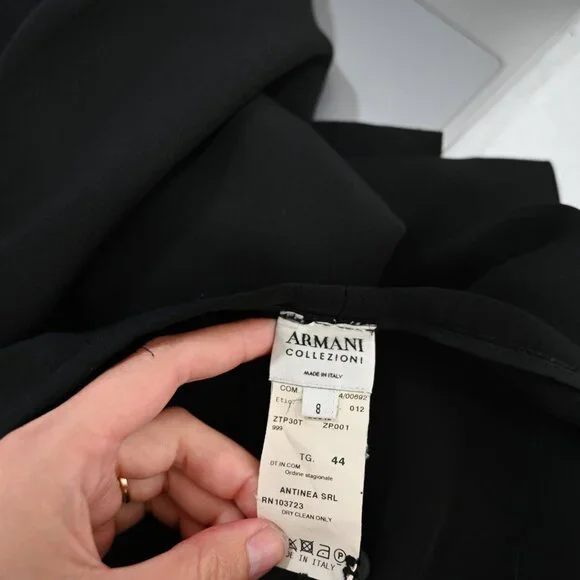 Armani Collezioni Size 8 Wide Leg High Waist Silk Blend Pants